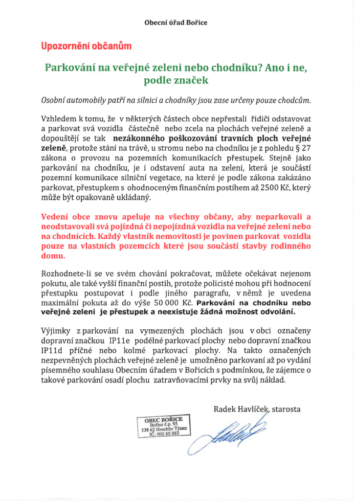 Upozornění občanům